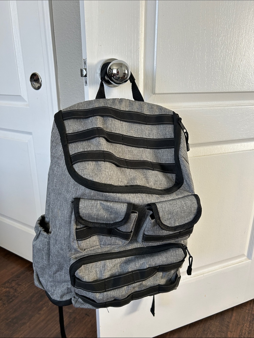 Eastport Large Gray Utility Backpack with Multiple Front Pockets - heather gray